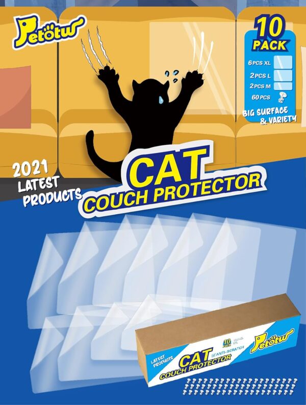 Petotw Cat Furniture Protector Stickers 10 Packs of Thicker and Thicker Cat Scratching Pads for Sofa, Couch, Doors, Walls, Mattresses, Car Seats