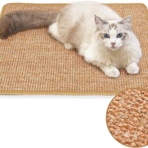 Pets Care® UK Cat Scratching Mat (60 x 40cm) Cat Scratcher Natural Sisal Cat Scratch Mat, Horizontal Cat Floor Scratching Pad Rug to Protect Furniture, Sofas, Couch & Carpets