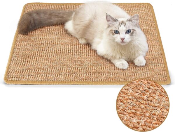 Pets Care® UK Cat Scratching Mat (60 x 40cm) Cat Scratcher Natural Sisal Cat Scratch Mat, Horizontal Cat Floor Scratching Pad Rug to Protect Furniture, Sofas, Couch & Carpets