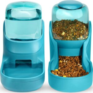 Pets Feeder Set Dog Feeder Cats Feeder with Water Dispenser Automatic Gravity Big Capacity Pets Feeder Auto for Small Medium Big Cats Dogs (Blue)