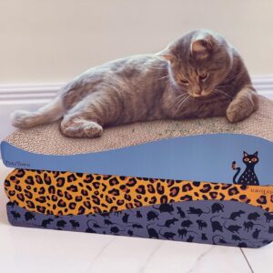 PetsTown Cat Scratcher Board Lounger Bed - Cat Scratching Cardboard Pad with Organic Catnip, Furniture Protector [45 x 24 x 8cms] (Mouse)