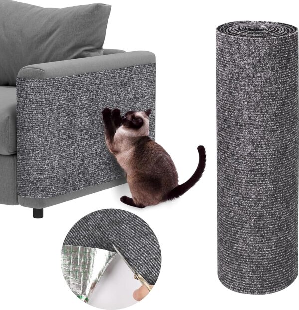 Pipihome Cat Scratching Mat, 40x200cm Self-Adhesive Cat Scratch Mat, Anti Scratch Furniture Protectors from Cats, Sofa Cat Scratcher Protector for Couch, Carpet, Scratch Pad for Cats Climbing Wall