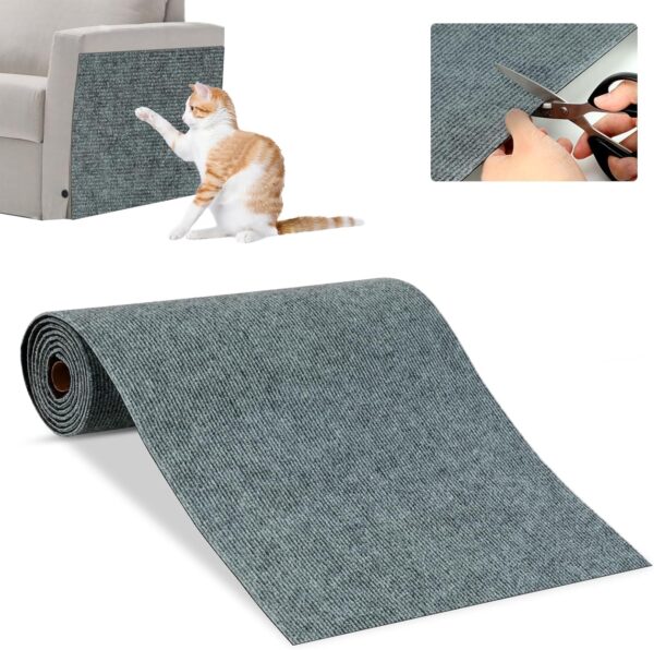 RANYPET Trimmable Self-Adhesive Cat Scratching Mat, Furniture Protectors for Walls Floors Sofas, Climbing Cat Scratcher, Cat Scratching Carpet Rug,Cat Towers Cat Tree Replacement, 200×40cm