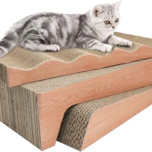 RUMUUKE Updated Large Size Cat Scratch Pad- 3 in 1 Corrugated Cardboard Cat Scratcher for Indoor Cats, Professional Cat Scratching Board for Adult Cats, Catify Cat Scratcher Pads with Catnip