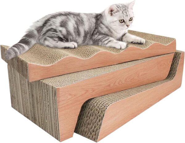 RUMUUKE Updated Large Size Cat Scratch Pad- 3 in 1 Corrugated Cardboard Cat Scratcher for Indoor Cats, Professional Cat Scratching Board for Adult Cats, Catify Cat Scratcher Pads with Catnip