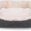 Rosewood Grey Jumbo Cord/Plush Oval Dog Bed, Medium