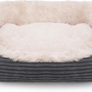 Rosewood Grey Jumbo Cord/Plush Oval Dog Bed, Medium