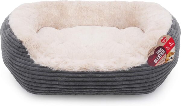 Rosewood Grey Jumbo Cord/Plush Oval Dog Bed, Medium