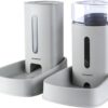 SEVNPRIME Pets Automatic Feeder Set, 3.8L Automatic Cat Feeder and Water Dispenser, Cat Dog Feeder and Waterer Pet Self-Dispensing, Gray Pets Automatic Feeder for Small Medium Dog Pets Puppy Kitten
