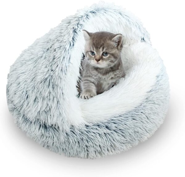 SUOXU Kitten Bed Small Cats Cave Bed for Indoor Cats Under 3kg,Warm Cosy Soft Plush Puppy Pet Bed,Non-Slip Bottom Fits Palm Size Cat Dog Sleeping