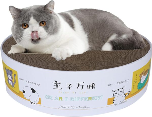 SUQ Cat Scratcher, Cardboard Cats Scratching Post, Cat Scratching Pad Corrugated Scratchers, Cat Toys Sunken Round Bowl Shape, Scratch Board Sleeping Nest (Suitable for under 5 pounds, 33 * 5.5CM)