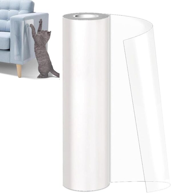 Saintmuci Anti Scratch Furniture Protector,30x300cm Door Protector Dog Cat Scratch,Self-Adhesive Sofa Scratch Protectors from Cats,Door Protector Training Tape for Couch Corner Carpet Wall,Transparent