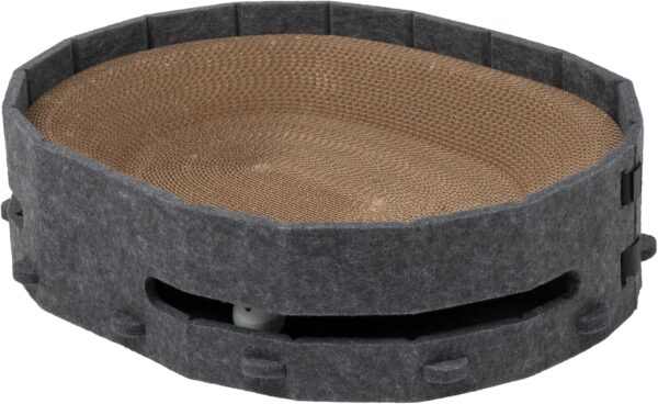 Scratch Lounge Cat Bed, Cardboard Cat Scratcher Bed with Ball Toy in Box Interactive for Fun, Removable Cat Scratch Pad for Indoor Cats, Cat Scratching Board with Felt Box Collecting Scraps