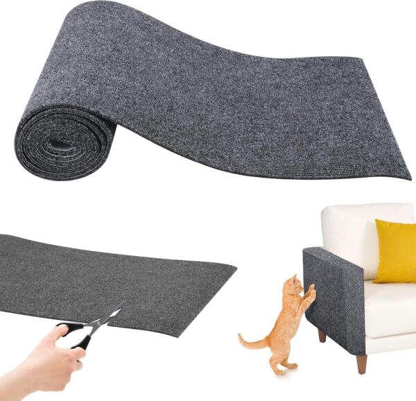 Self-Adhesive Cat Scratching Mat, 200X40CM Trimmable Climbing Cat Scratcher Pad, Anti Scratch Cat Furniture Protector for Couch Carpet Sofa Rug Wall, Furniture Scratch Guard, Cat Grinding Its Claws