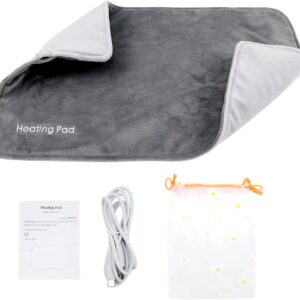 Soft Fleece USB Heating Pad 23.6"x11.8", Electric Heated Wrap Small Blanket Throw Winter Office Home Dorm Shoulder Back Abdomen Leg Knee Warmer Pet Heating Pad Cat Dog Indoor Warming Pad Mat