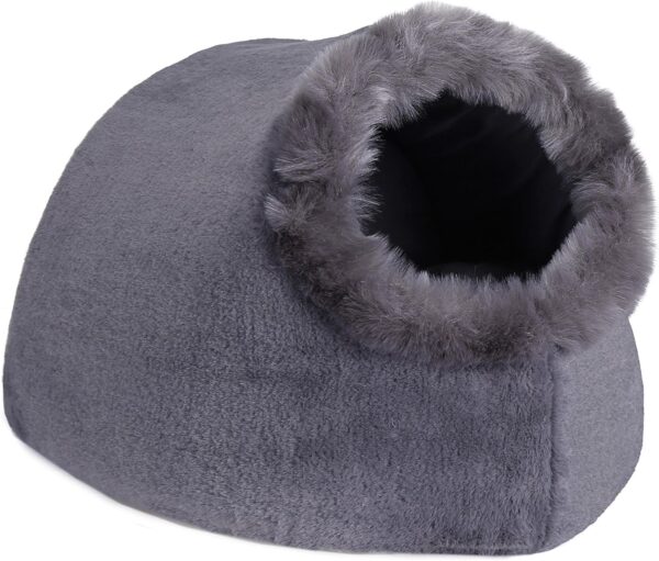 VERTAST Cat Small Dog Cosy Bed Pets Igloo Bed Hideout Cave, Cushion Washable, grey