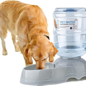 Water Dispenser Station for Large Dogs and Cats, 3 Gallon Gravity Automatic Feeder, Large Size Dog Drinking Fountain