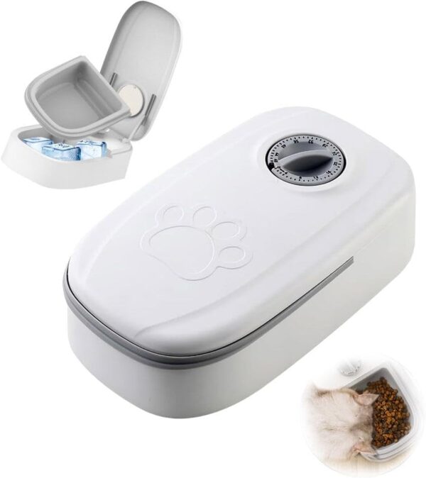 XPJBKC Automatic Cat Feeder, Cat Feeder Automatic with Timer 48H, Cat Food Dispenser for Wet and Dry Food, Cat Food Timer Dispenser, Pet Cat Feeding Station, Automatic Feeders for Cats Dogs