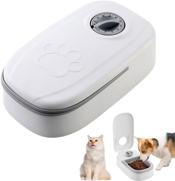 ZOYDP Automatic Cat Feeder 350ml, Cat Feeder Automatic with Timer 48 Hours, Cat Food Dispenser for Wet and Dry Food, Automatic Pet Feeder Station for Cats and Dogs