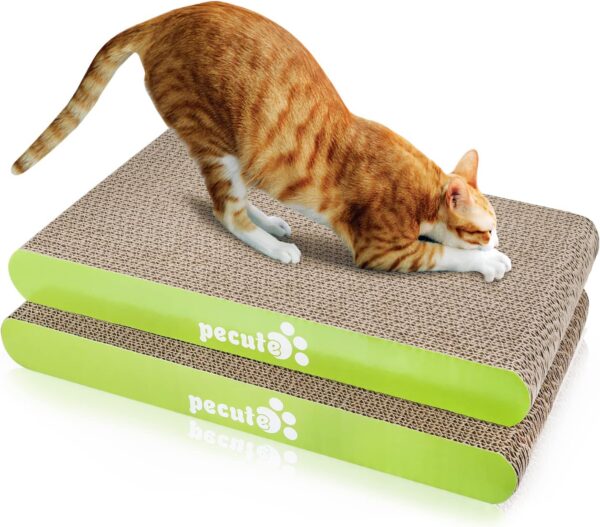 pecute Cat Scratcher Cat Scratching Boards 2 Pack, Kitty Scratching Pads Small Medium Cat Lounger Catnip Included