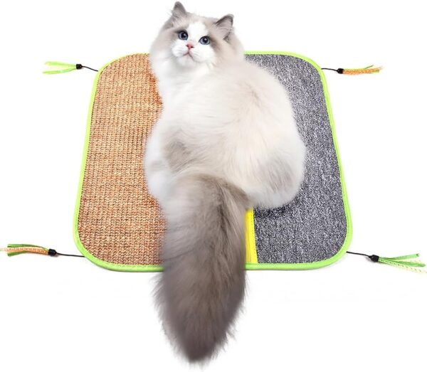 shimytop Cat Scratcher Pad, New Natural Sisal Cat Toys Scratching Mat Horizontal Floor Cat Scratch Board for Indoor Cats Grinding Claws Nails Furniture Protector for Couch Sofas Rug 45x45 cm +Gift