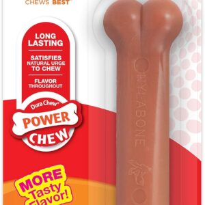 Nylabone Dura Chew Extreme Tough Dog Chew Toy Bone, Bacon Flavour, M, for Dogs Up to 16 kg