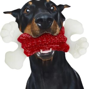 Zinbo Dog Toys for Aggressive Chewers, Dog Toys for Large Dogs, Indestructible Dog Bones for Aggressive Chewers, Tough and Durable Dog Chew Toy, Real Bacon & Beef Flavors