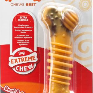 Nylabone Extreme Tough Dog Chew Toy Bone, Durable, Cleans Teeth, Beef & Cheese, Small, for Dogs Up to 11 kg