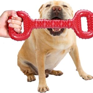 Feeko Dog Toys for Aggressive Chewers Large Breed 15 Inch Interactive Bone Toy Large Indestructible Dog Toys with Convex Design Natural Rubber Tug-of-war Toy for Medium and Large Dogs Tooth Cleaning