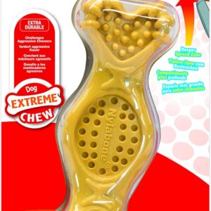 Nylabone Extreme Tough Dog Chew Toy Bone, Fill with Favourite Treats, Peanut Butter, M, for Dogs Up to 16 kg