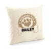 Reserved for dog name cushion cover with bone print/Paws off/Dog lover Christmas gift/Doglover birthday or housewarming gift