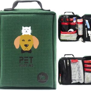 BearHoHo 160pcs Medical Supplies Storage Bag Portable Molle Pet First Aid Kit Dog Survival Kit Military Dog Emergency Rescue Medical Bag (Green)