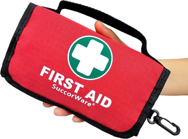 SuccorWare Small First Aid Kit - 100 Piece - Mini First Aid Kit for Home, Camping, Hiking, Backpacking, Travel, Vehicle, Outdoors - Emergency & Medical Supplies