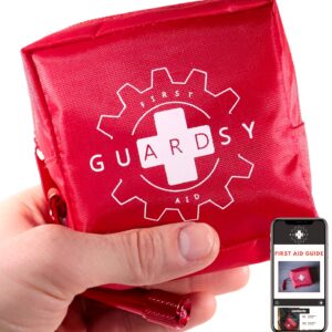 Guardsy Mini First Aid Kit | Compact Small Medical Emergency Survival Kit perfect for Car, Travel, Hiking, Camping, Outdoor, Cycling, Running, Home, Vehicle, Sports. With Digital First Aid Guide app