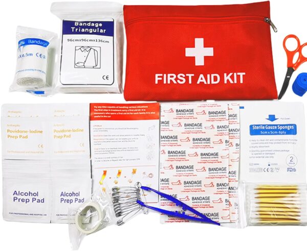 Medi Mini First Aid Kit, 14 kinds74 Pieces Small First Aid Kit for Travel, Home, Office, Vehicle, Camping, Workplace & Outdoor (Red)