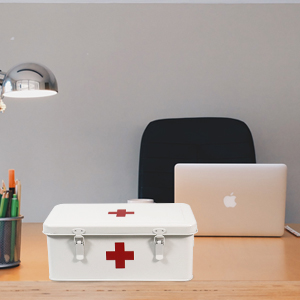 home medicine kit medicine chest with removable tray red medicine bin