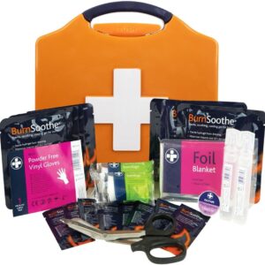 BurnSoothe Burn First Aid Kit In Orange Compact Aura Box First Aid Emergency Burn Kit - Modern Comprehensive Burns Kit. Ideal For Smaller Work Environments (Box Size: 20.5cmh X 20cmw X 6.5cmd)