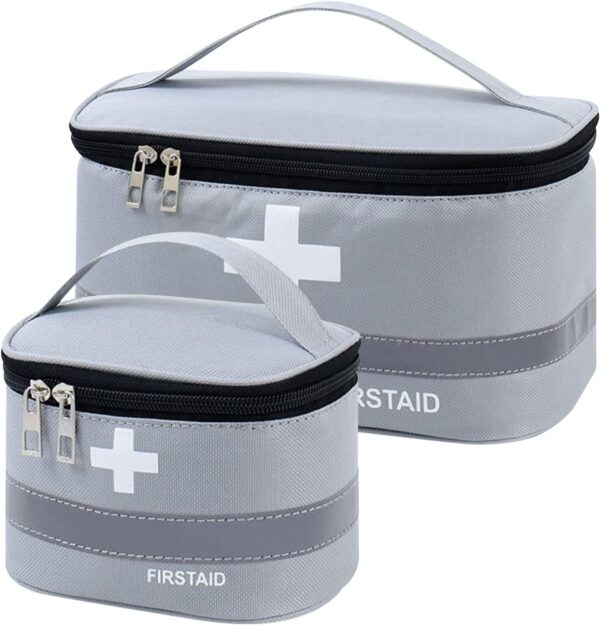 Olymajy 2 Pieces First Aid Kit Bags, Empty Medicine Bags, First Aid Bag Portable Grey Medical Medicine Bags for Outdoor Camping, Travel, Work (Deep Grey)