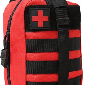 BITUOR Tactical First Aid Bag, Individual First Aid Kit Pouch,Tactical Molle Rip-Away EMT Medical Emergency Survival Bag Suitable for Home Workplace Camping Travel Tactical Molle First Aid Kit (Red)