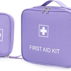 Bncxdc 2Pcs Medical Bag, Travel First Aid Kit, First Aid Bag Empty, 2 Size Portable Waterproof Oxford Fabric Material Medicine Bag, for Outdoor Camping Home Dog Survival Bag (Purple)