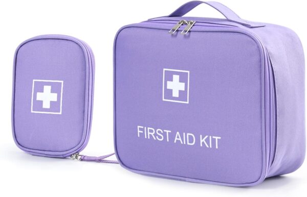 Bncxdc 2Pcs Medical Bag, Travel First Aid Kit, First Aid Bag Empty, 2 Size Portable Waterproof Oxford Fabric Material Medicine Bag, for Outdoor Camping Home Dog Survival Bag (Purple)