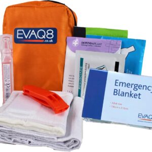 EVAQ8 Outdoor Worker Personal Trauma First Aid Kit in Orange Belt Bag IFAK