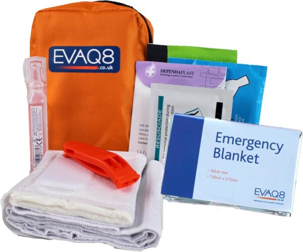 EVAQ8 Outdoor Worker Personal Trauma First Aid Kit in Orange Belt Bag IFAK