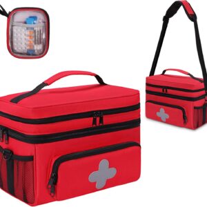 iklestar First Aid Bag Empty Medical Bag with Detachable and Adjustable Deviders Nurse Bag for Travel, Camping, Hiking, Workplace, Home Emergency