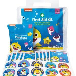 Reliance Medical - Baby Shark First Aid Kit - Small Children Mini Kits in Foil Pouch - Home Car Travel Equipment Essentials for Childrens Health and Safety - Childrens First Aid Kit For Cuts & Graze