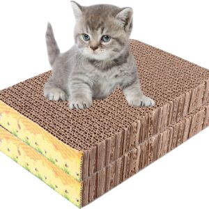 2Pcs Cat Scratching Board, 44.5 * 21 * 4cm Corrugated Paper Cat Scratcher Double-Sided Usability Scratching Board for Indoor Cats Durable won’t Hurt Cat’s Claws