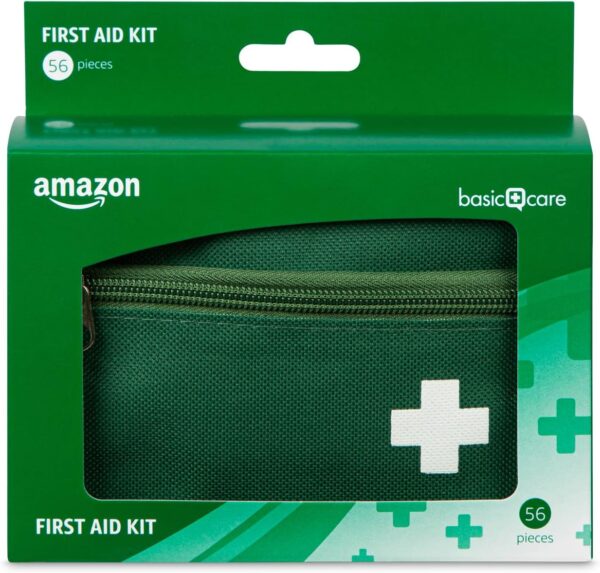 Amazon Basic Care First Aid Kit, 56 Pieces, Green