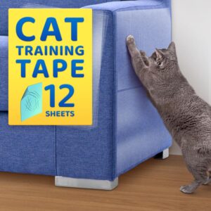 Cat Scratch Protector Tape Sheets (12 Pack, Different Sizes), Double Sided Cat Deterrent Tape Sheet for Couch, Furniture, & Carpet Protection by KapStrom