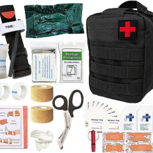 DAJILI First Aid Kit, Emergency Survival Trauma Kit First Aid Bag First Aid Molle Pouch for Home Car Holiday & Workplace, Includes Bandages, Tourniquet, Shear and Essentials for Everyday Situations