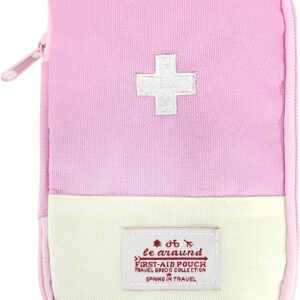 EQLEF Travel First Aid Kit First Aid Bag Empty Mini Medicine Storage Bag First Aid Pouch Small Medical Bag for Car Hiking Camping Outdoor Activities (Pink)